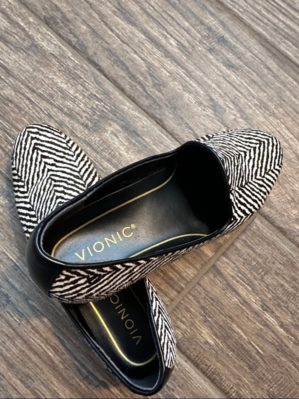 Vionic Black & White Zebra-Pattern Slip-On Loafers - Picture 6 of 7